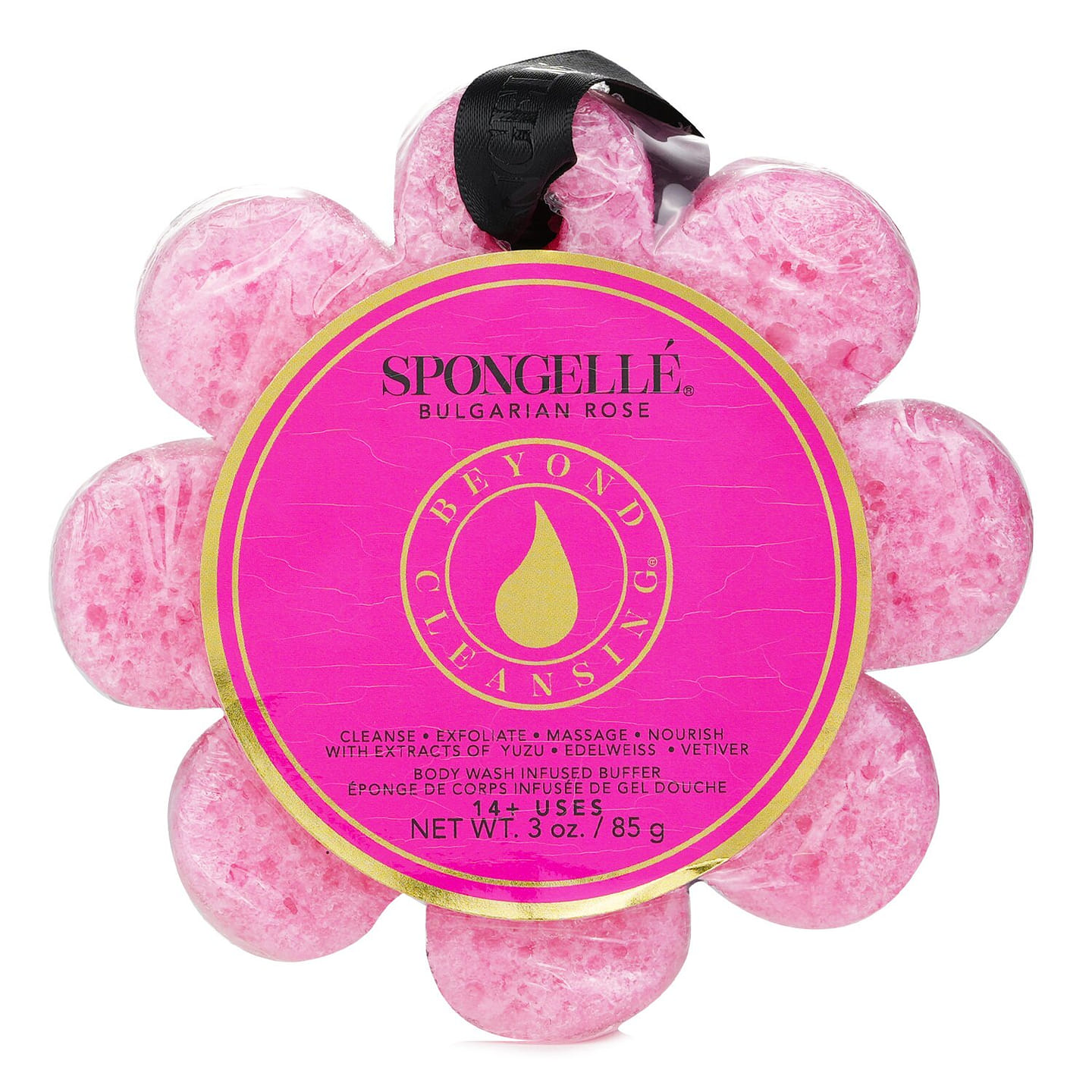 Spongelle Wildflower Shower Gel Sponge – Bulgarian Rose (Pink) 85 g