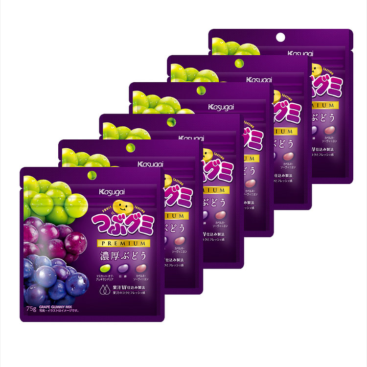 Kasugai Tsubugumi PREMIUM Rich Grape Gummy 75gx6 (Best before 01/31/2025)