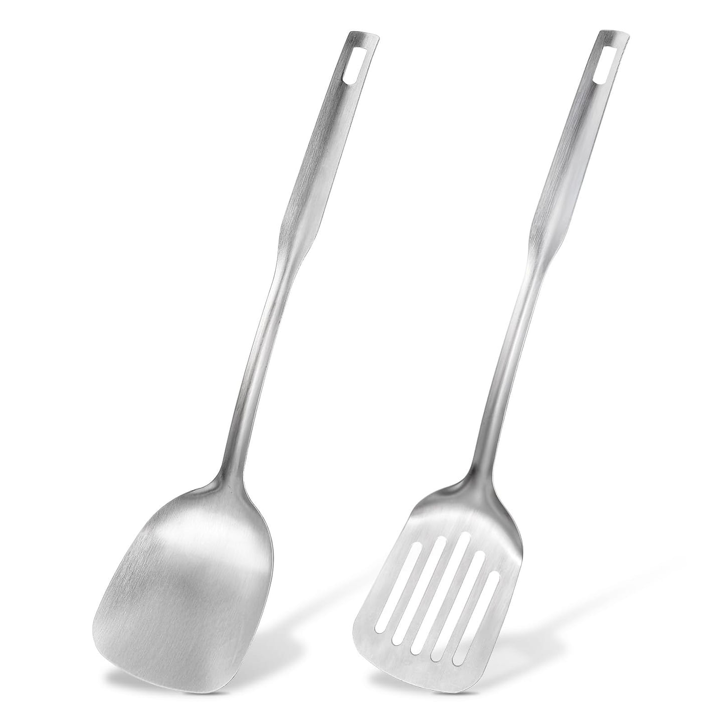 Kitchen Stainless Steel Spatulas Set, 2Pcs Silver 1 each