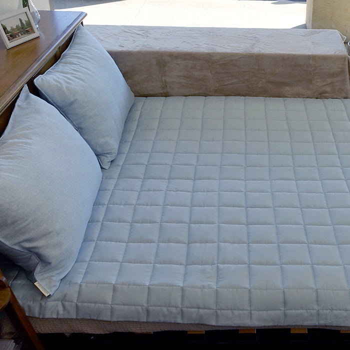 mumooroom Cotton Satin Mattress Pad with Elastic Band-SKYBLUE (US King) 1 each
