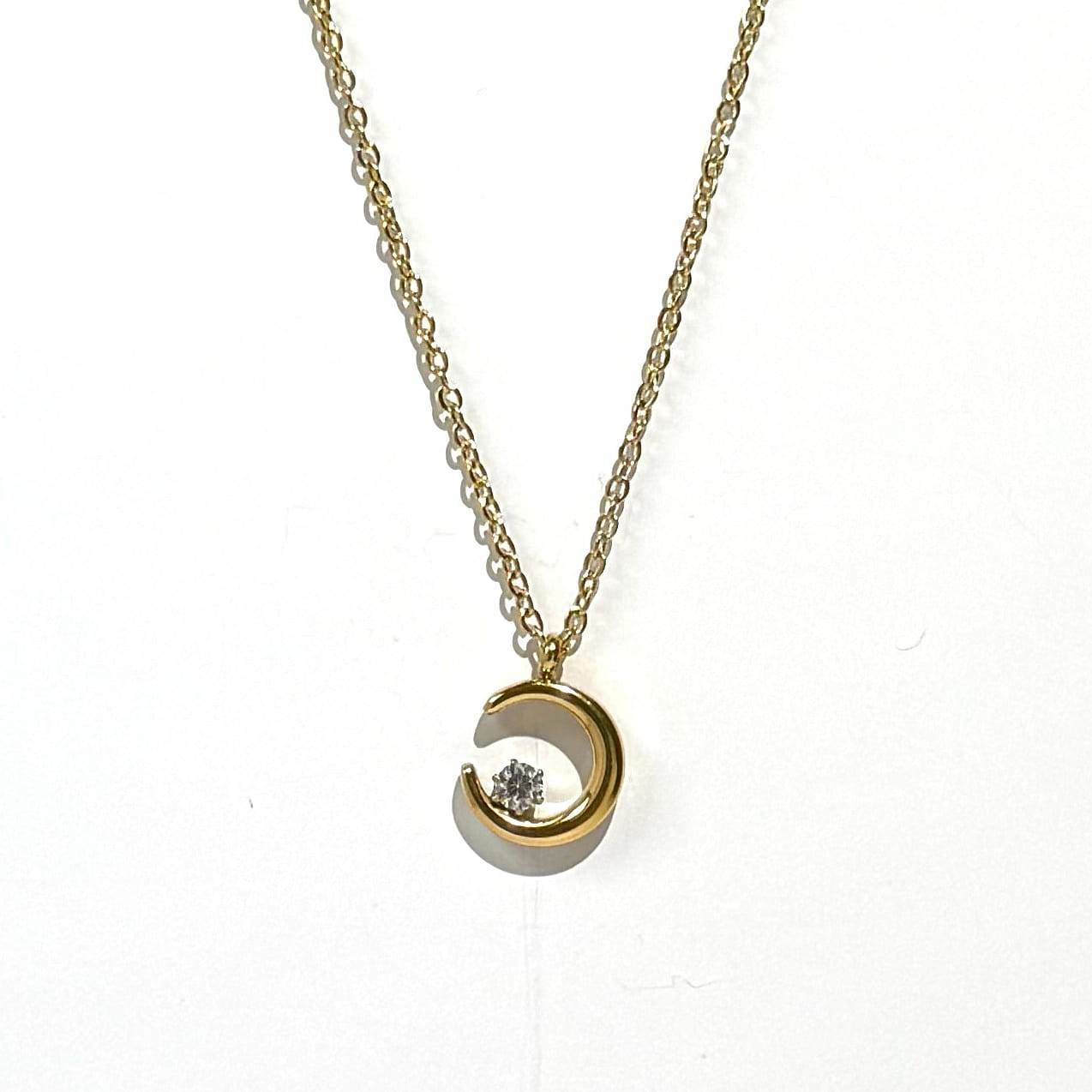 18K Gold Filled Water Proof Moon Diamond Necklace 1 each