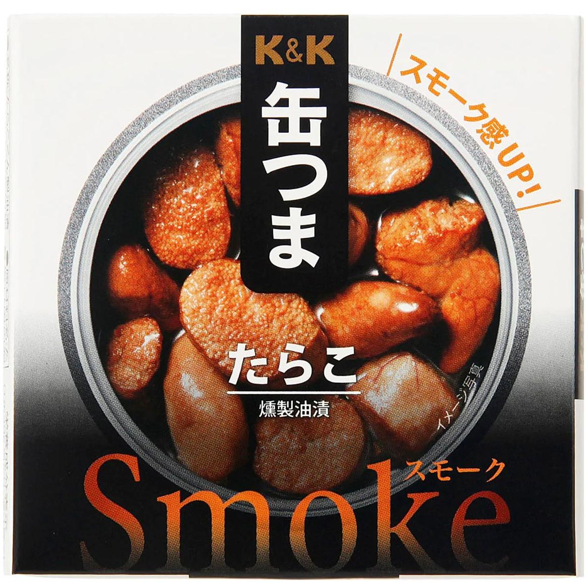 Japanese Canned Food TARAKO KANTSUMA Cod Roe Smoke Preserved Prepared Snack 50g 1 can 1 each