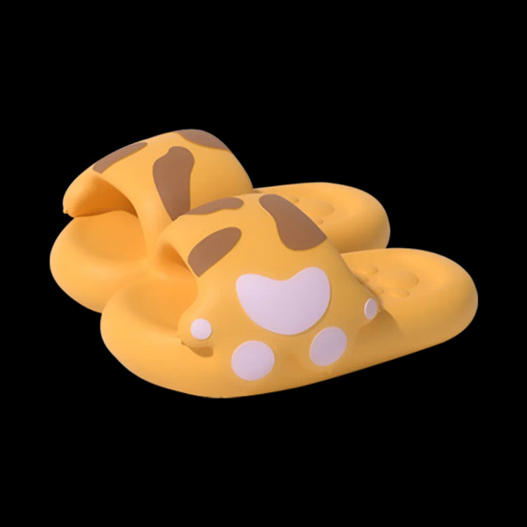 SECCHIC New Cute Cat Paw Slippers Yellow 40-41