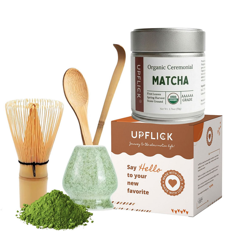 UPFLICK 优质绿茶抹茶及抹茶打泡工具 50 克