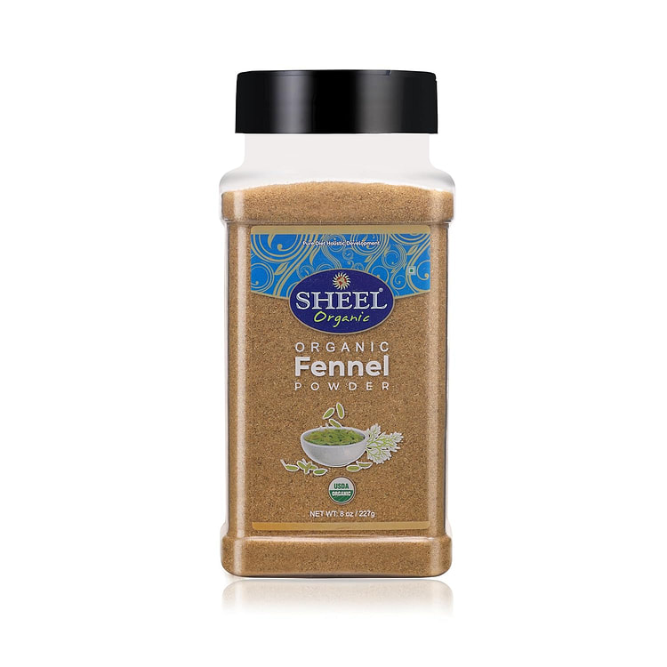 SHEEL Organic Fennel Powder, USDA Org - 8 oz/ 227g 1 each