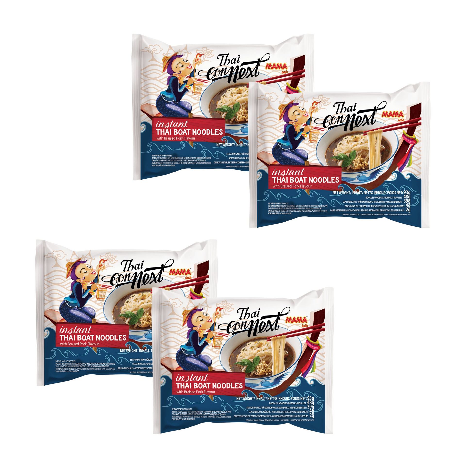 Get [MAMA] Thai Connext Instant Boat Noodles Pack of 4 372 g