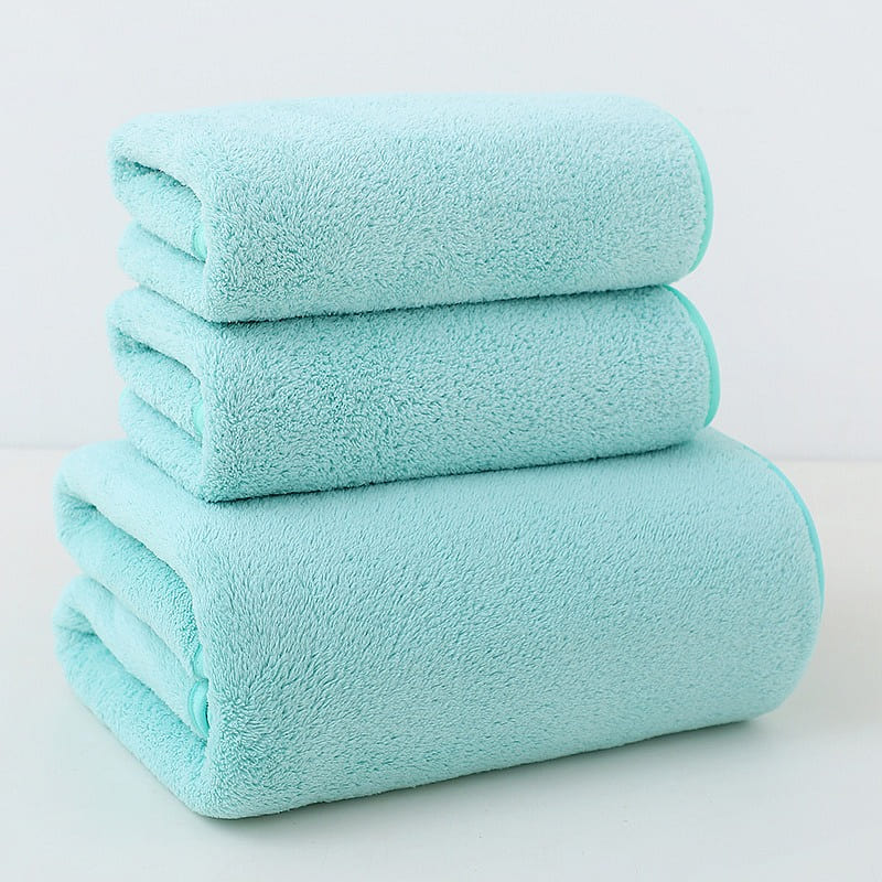 Coral fleece towel and bath towel set light green 1 count