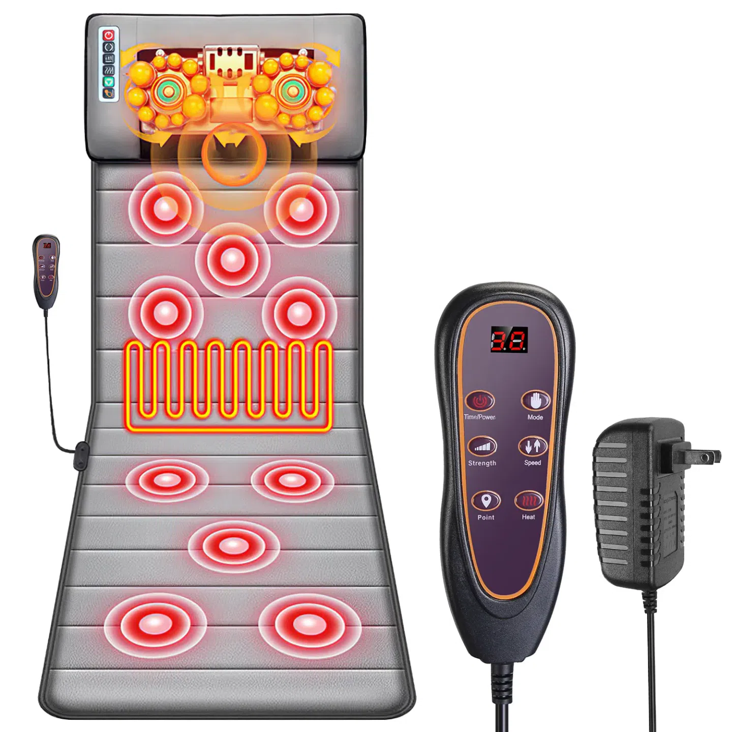 Full Body Electric Massage Mat with Heat Vibration Massage Pad Cushion 1 each
