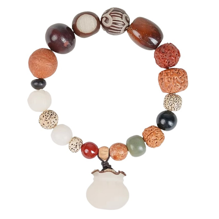 普陀山 十八籽手串佛珠文玩 聚财玉袋14-17厘米 1 盒