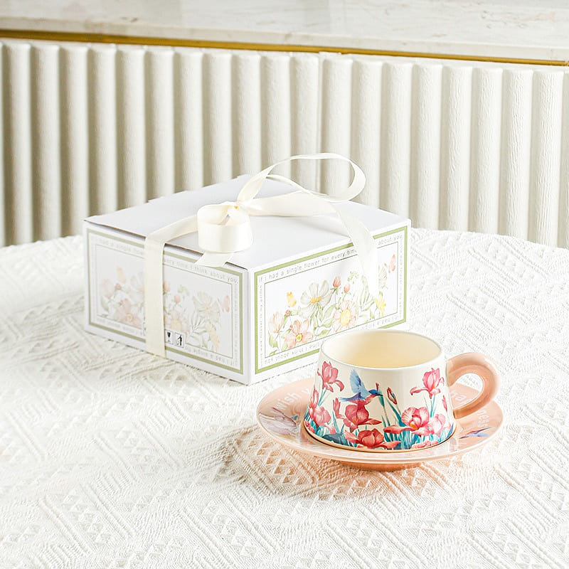 Vintage oil painting lily of the valley coffee cup and saucer set coffee CUP 1 each