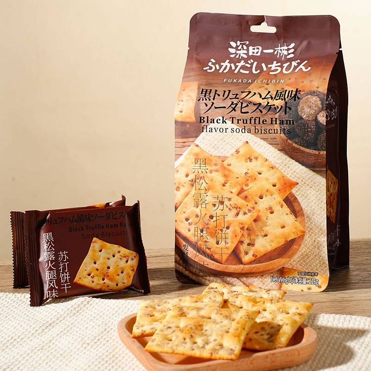 深田一彬咸味饼干黑松露火腿味苏打饼216g*1袋