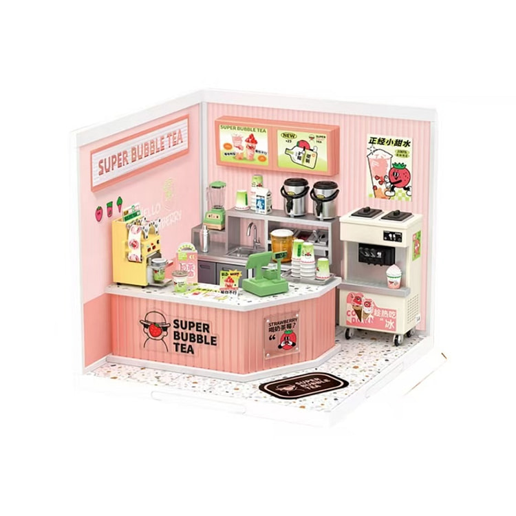 若来 超级世界积木拼装玩具微缩模型快乐加杯奶茶店 1 盒