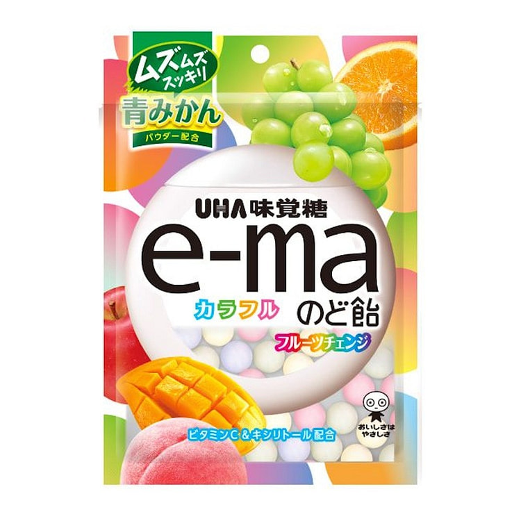 UHA e-ma Throat Candy Colorful Fruit Change 50g 1 pack