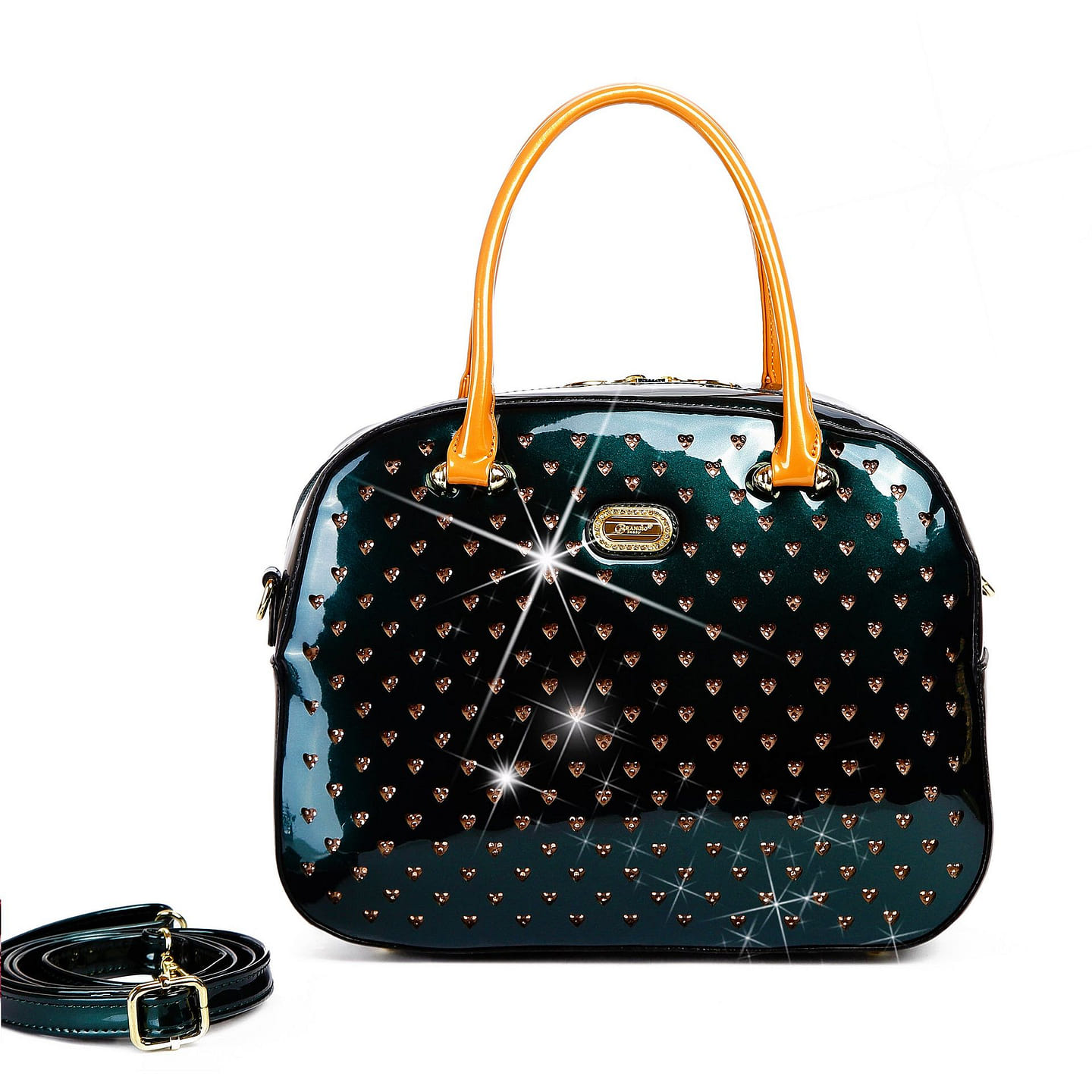 Starz Art Vegan Leather Retro Crystal Overnight Bag Dark Green [RZO8329-DG] 1 each