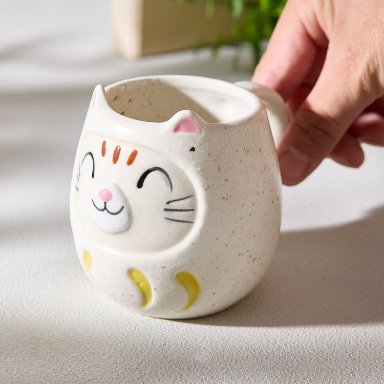 达摩猫马克杯 - 白色