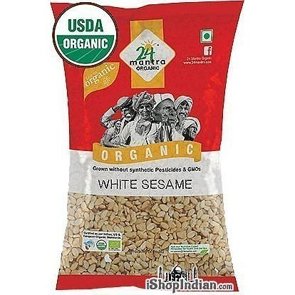 24 Mantra Organic White Sesame Seeds, 7 oz bag