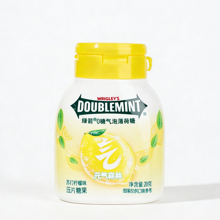 绿箭0糖气泡薄荷糖苏打柠檬味瓶装口香糖20g*1 20 克