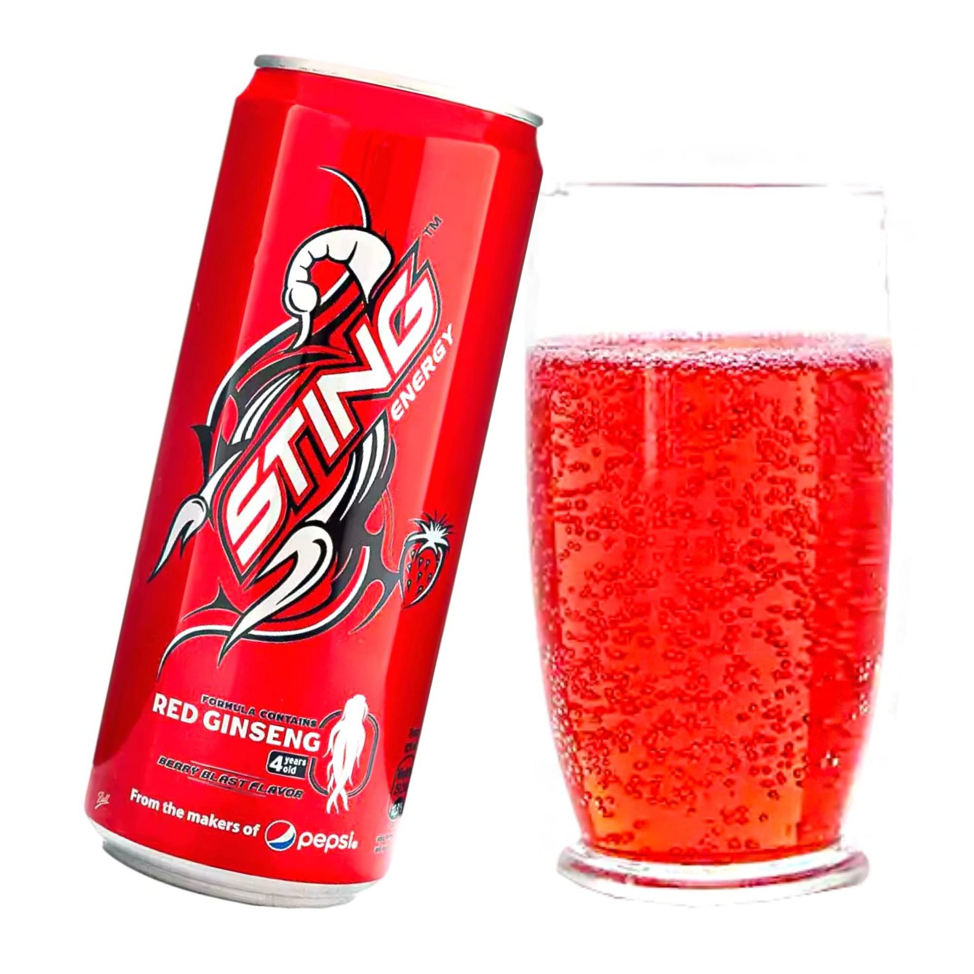 Nước Tăng Lực với Hồng Sâm Sting, Hương Dâu (1 Lon) – 11 oz mỗi lon 320 ml
