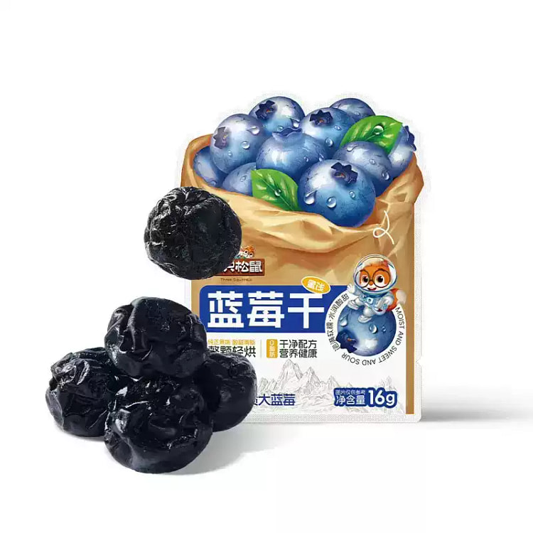 1 bag of Three Squirrels dried blueberries 16 g