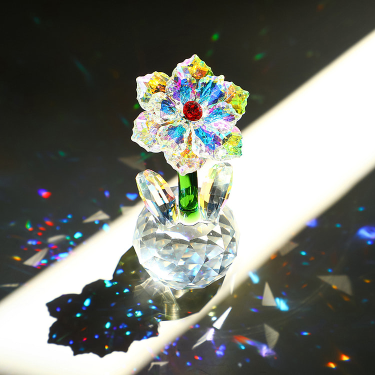 水晶太阳花朵家居办公室书桌摆件车内装饰品小朋友生日礼物送闺蜜（带礼盒）
