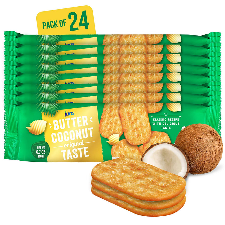 Jans - Butter Coconut Crackers, 6.7 oz, Pack of 24 6.7 oz*24 pack