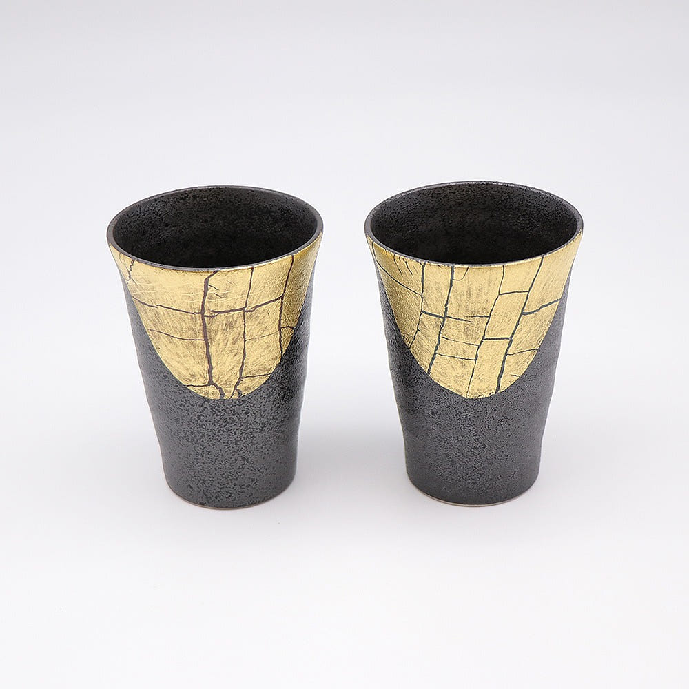 Kutani Ware Handmade Cup 2 Set (Gold leaf, 3.14 x 3.14) Made in Japan 2 each