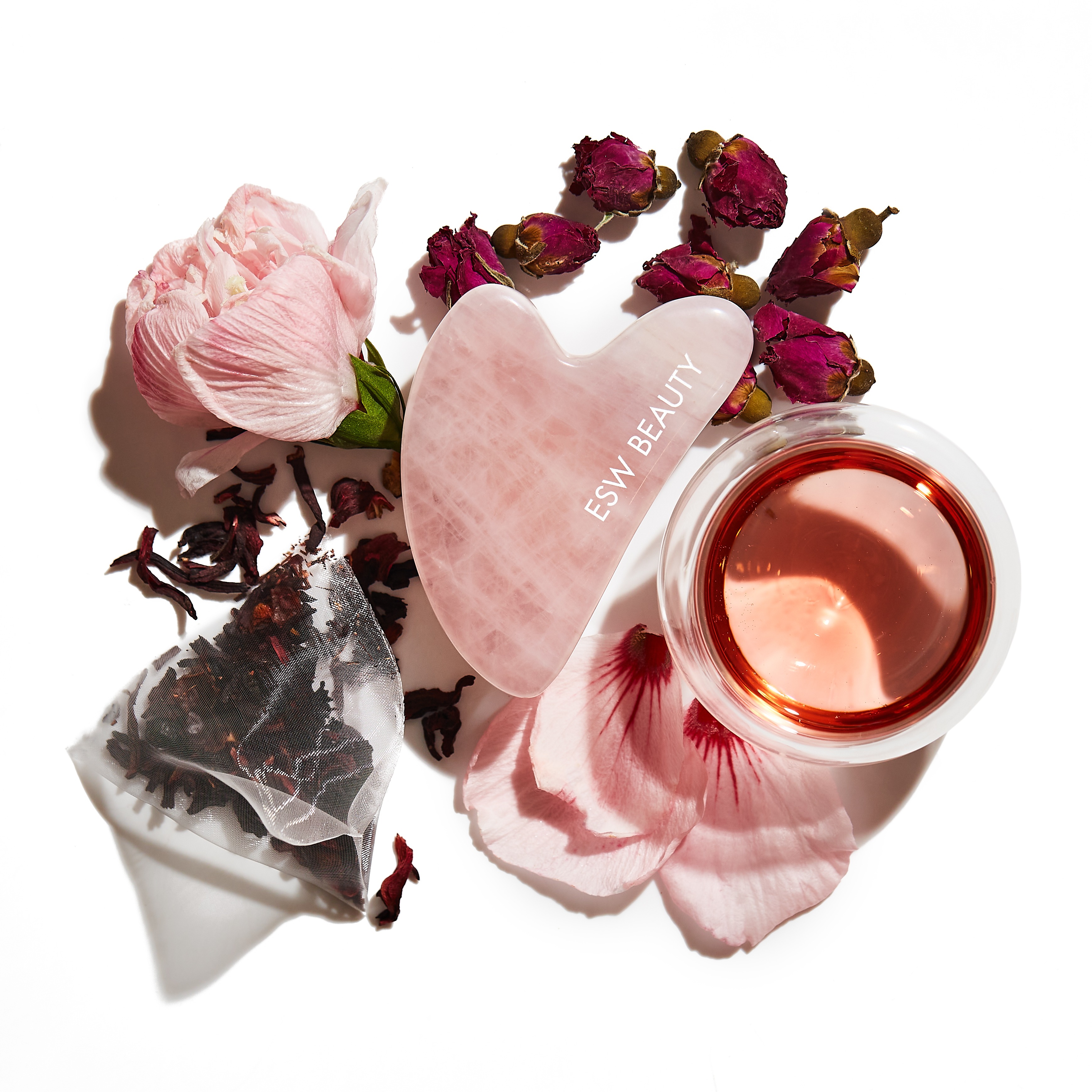 Hibiscus White Tea Rose Quartz Gua Sha 1 份
