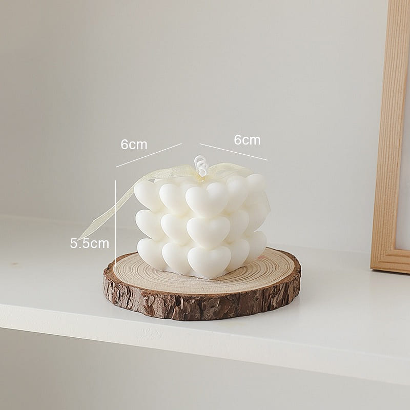White Heart Cube Scented Candle 1 box