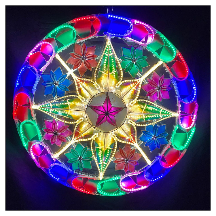 Rainbow Tala Capiz Parol - Colored LED 24 INCH 1 each