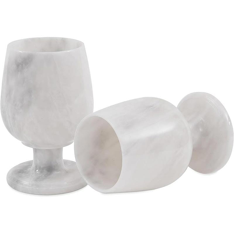 Radicaln White Marble Wine Glass Set of 2, 5 Cups 2 each