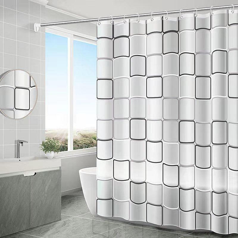 Thickened PEVA Shower Curtain for Bathroom,120*180cm,Large Check Pattern 0 lb