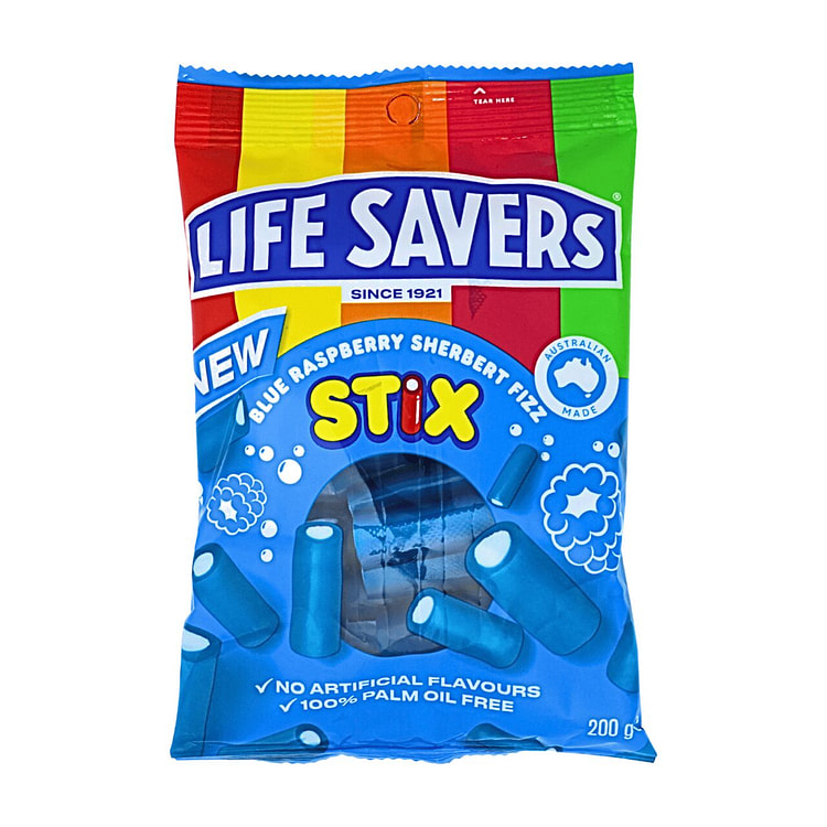 Life Savers Sherbert Fizz Stix Blue Raspberry 200g 1 each