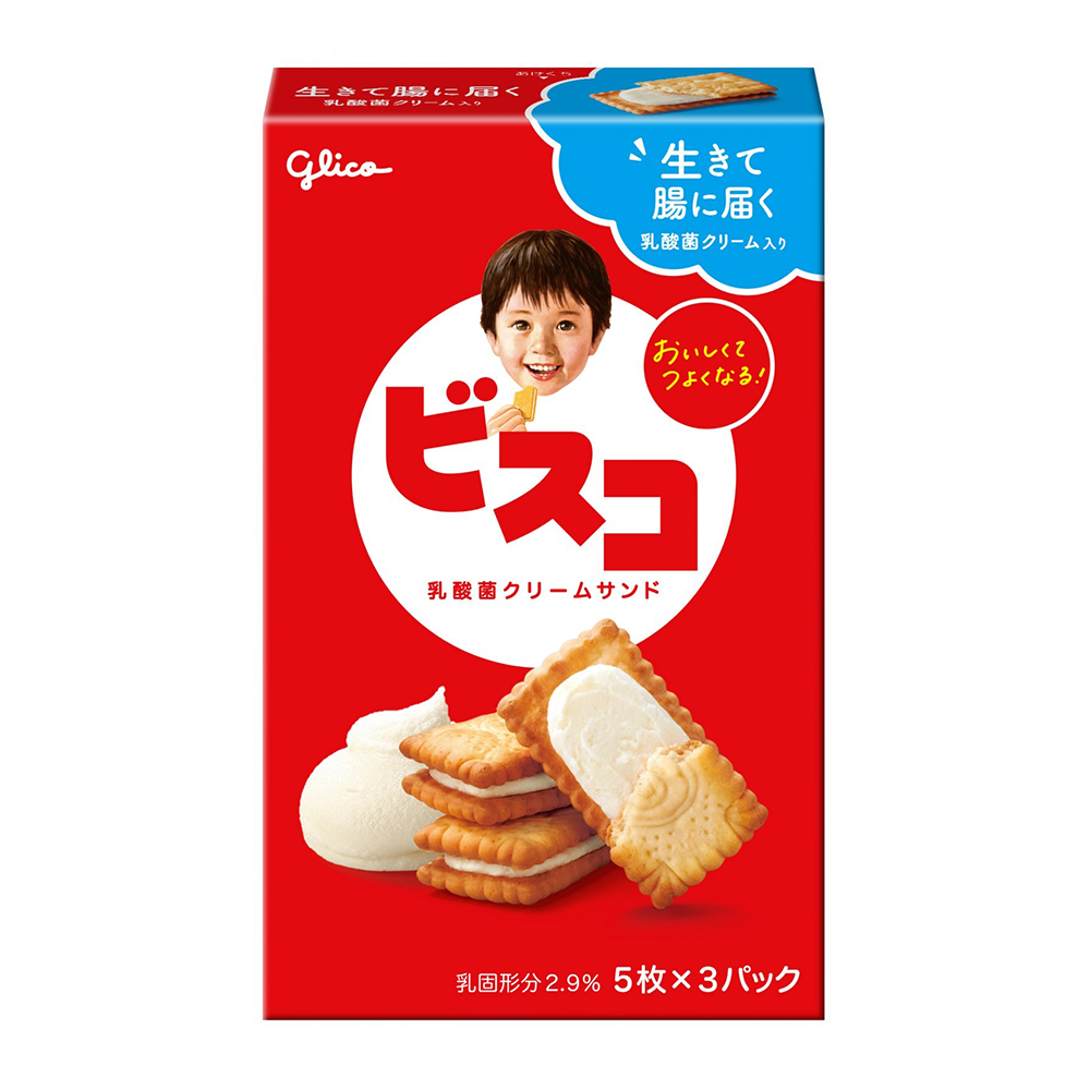 日本直送」江崎グリコ・ビスコ 乳酸菌クリームサンド 15枚入り - Weee!
