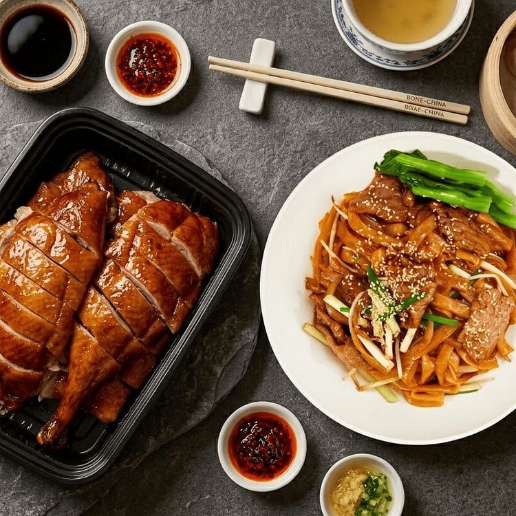 Roasted Duck half+Beef chow fun 400g 1 each