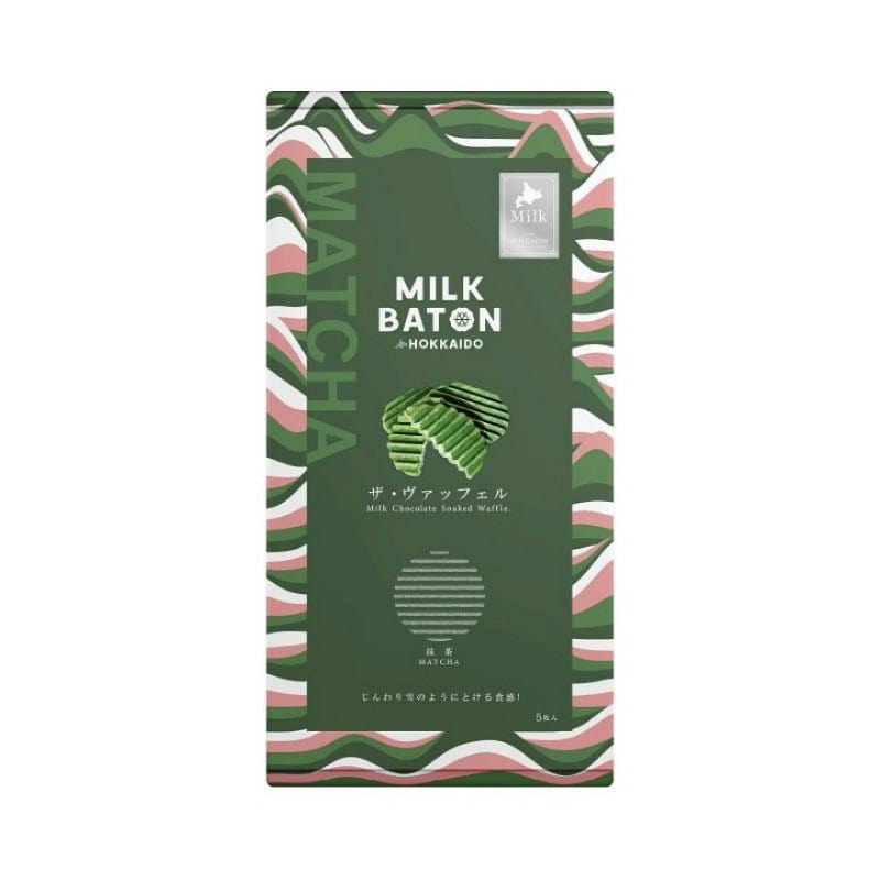 MILKBATON Matcha Flavored Waffle Cookies 5 Pieces 1 box