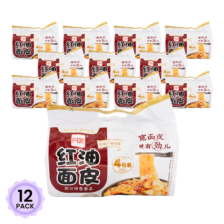 阿宽四川铺盖面 红油面皮 酸辣味 四连包 420 克*12 包