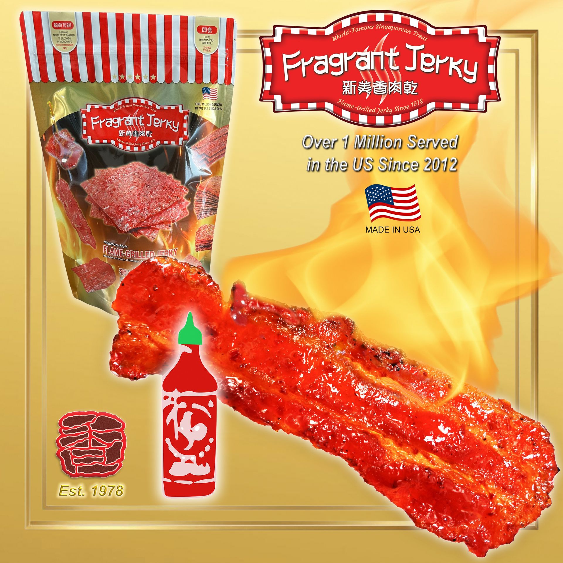 Fire-Grilled Bacon Jerky (Sriracha 0.75 lb) 12oz 340 g