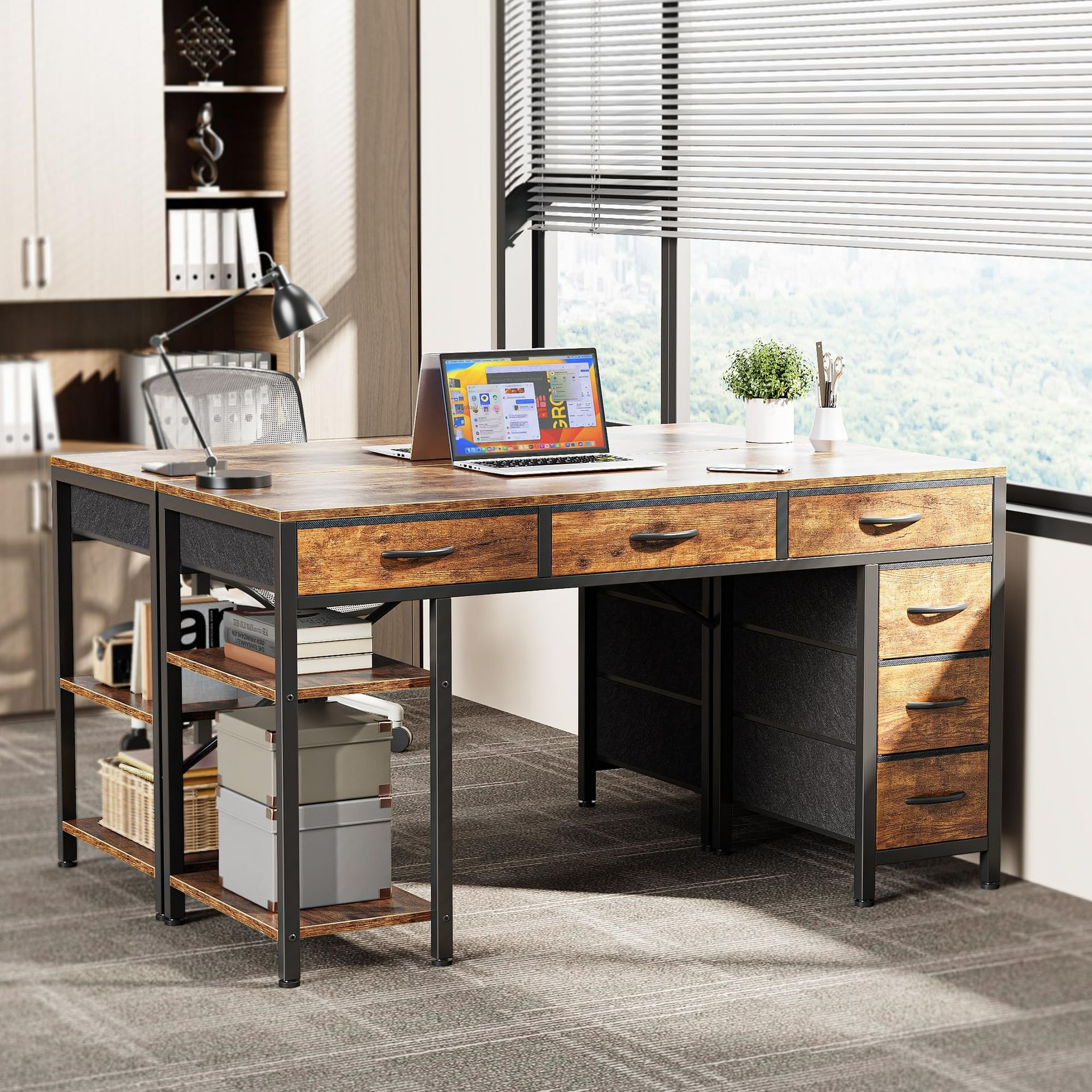売り切れごめんThink CenterM73 500GBwin10 Office Get Computer Desk with 6 Drawers, 47 Inch Office Desk Delivered