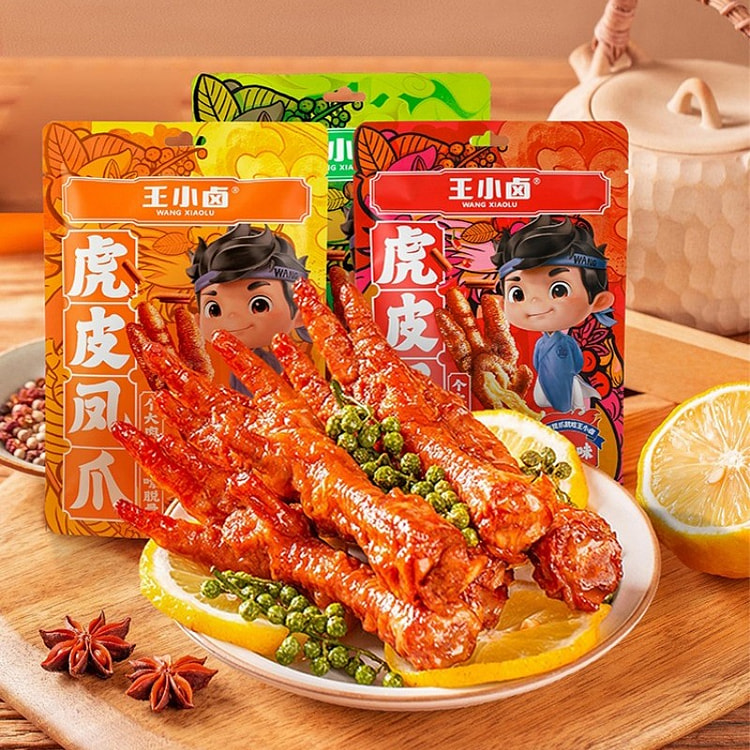 王小卤虎皮凤爪68g*3卤味鸡爪肉类解馋小零食鸡脚辣休闲小吃速食香卤+椒麻+香辣