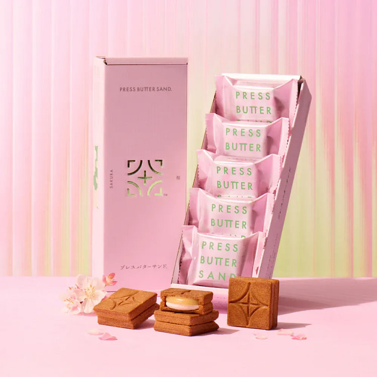 PRESS BUTTER SAND Sakura Chocolate Cookie 1 box