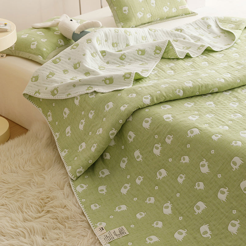 CuddlePatch Quilt 3PCS Set Green Elephant-Double 2000 그램