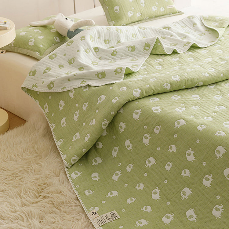 CuddlePatch Quilt 3PCS Set Green Elephant-Queen