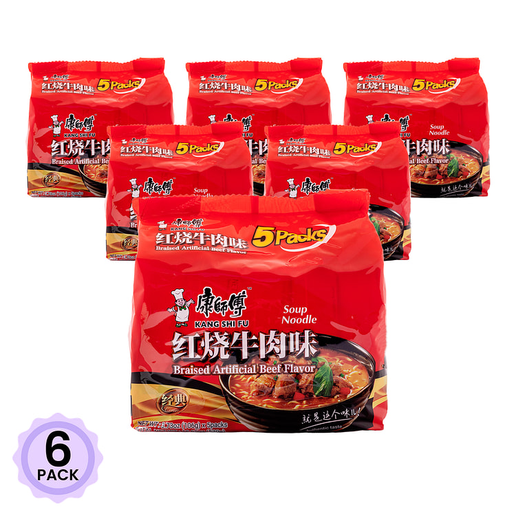 康师傅 方便面 红烧牛肉味 106g*5 18.65 盎司*6 包