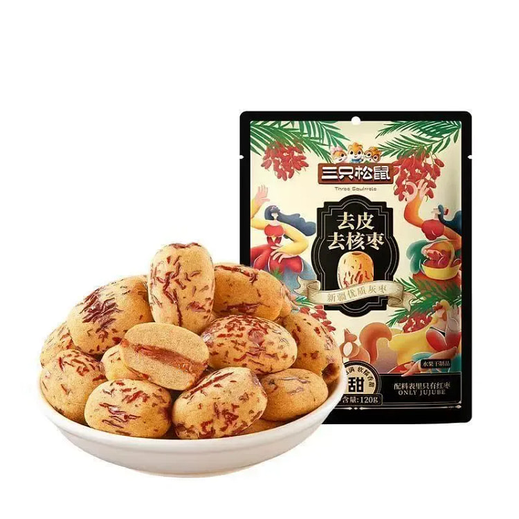 三只松鼠去皮去核红枣和田特级灰枣120g*1袋 120 克