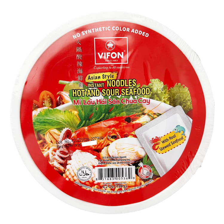 VIFON 酸辣海鲜火锅面碗 4.2 盎司 (min 3)