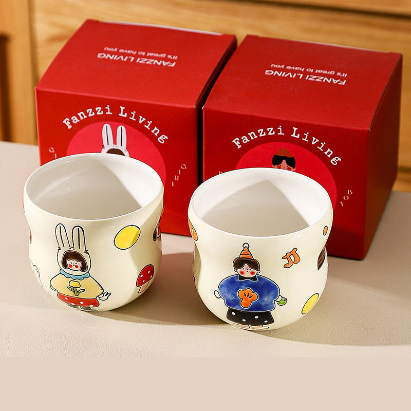 Delicate Ceramic Set Mugs for lovers Set 1 1 each