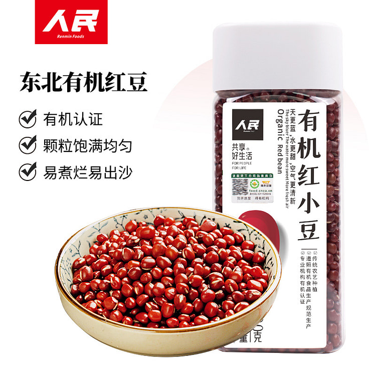 人民食品 有机红豆东北五谷杂粮米粥 400g*1瓶