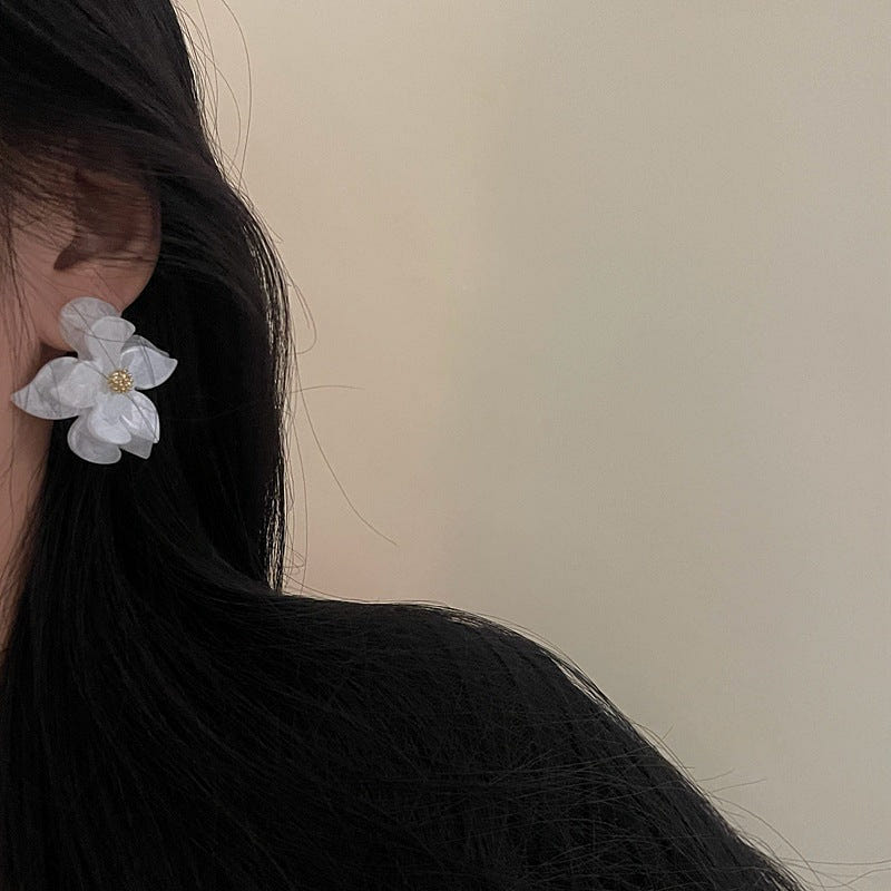 White Cornflower Earrings 1 each