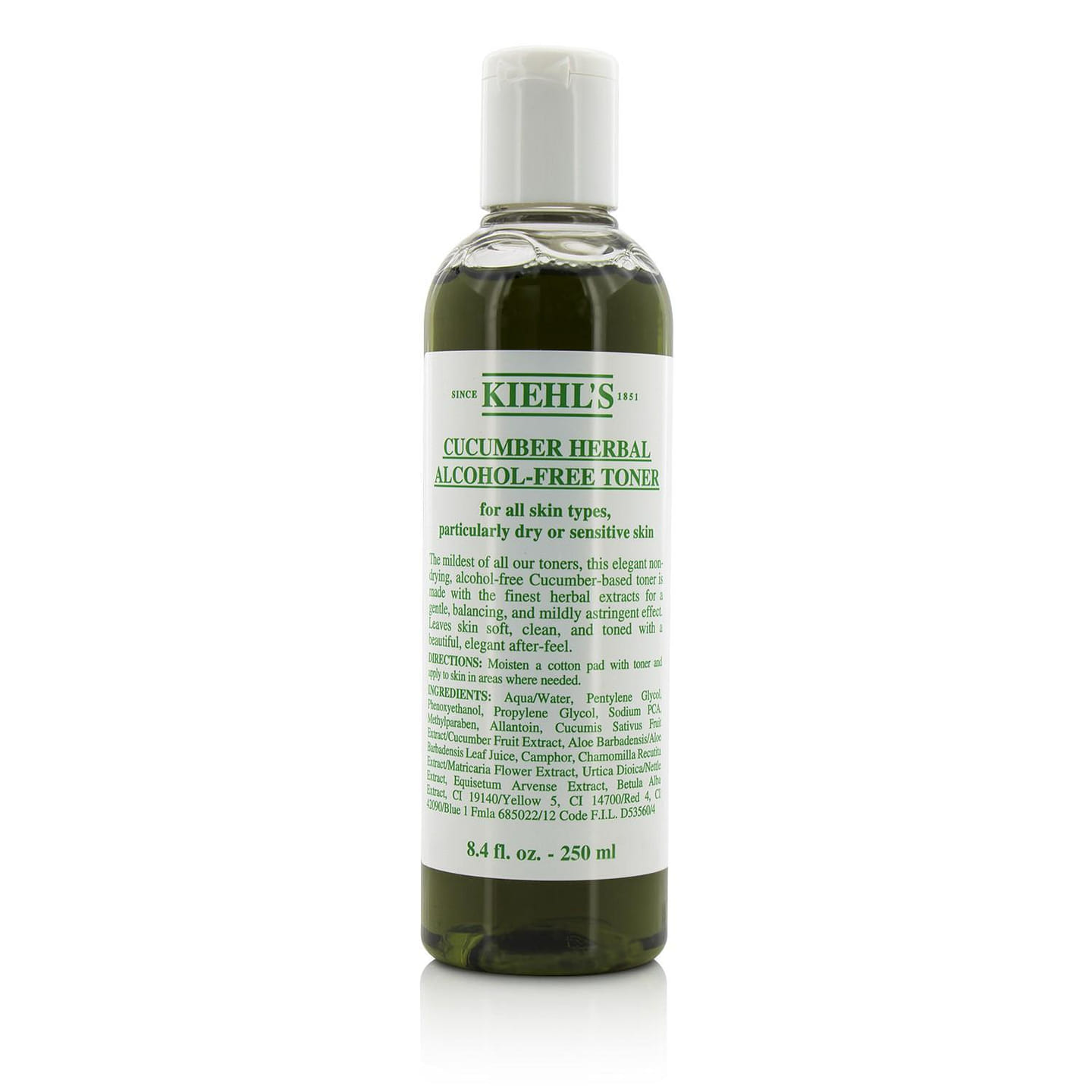 Kiehl’s Cucumber Herbal Alcohol-Free Toner – For Dry or Sensitive Skin Types /S 250ml/8.4oz 250 ml