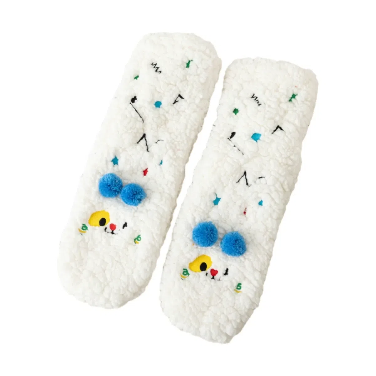 Super Thick Lamb Fleece Socks Cute Sleep – White 1 each